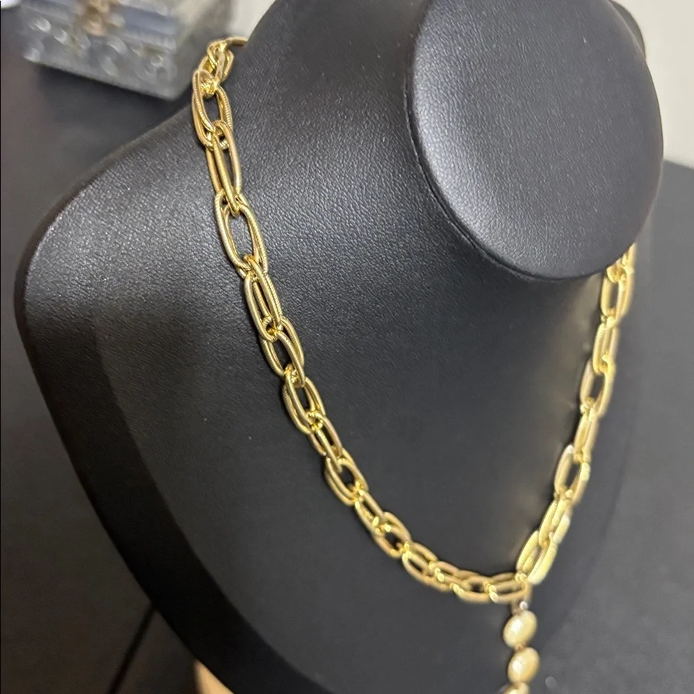 937 Lavalliere Elegant Gold Chain Necklace with Pearl Accents